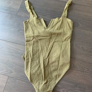 Free people Pippa army green bodysuit with adjustable straps